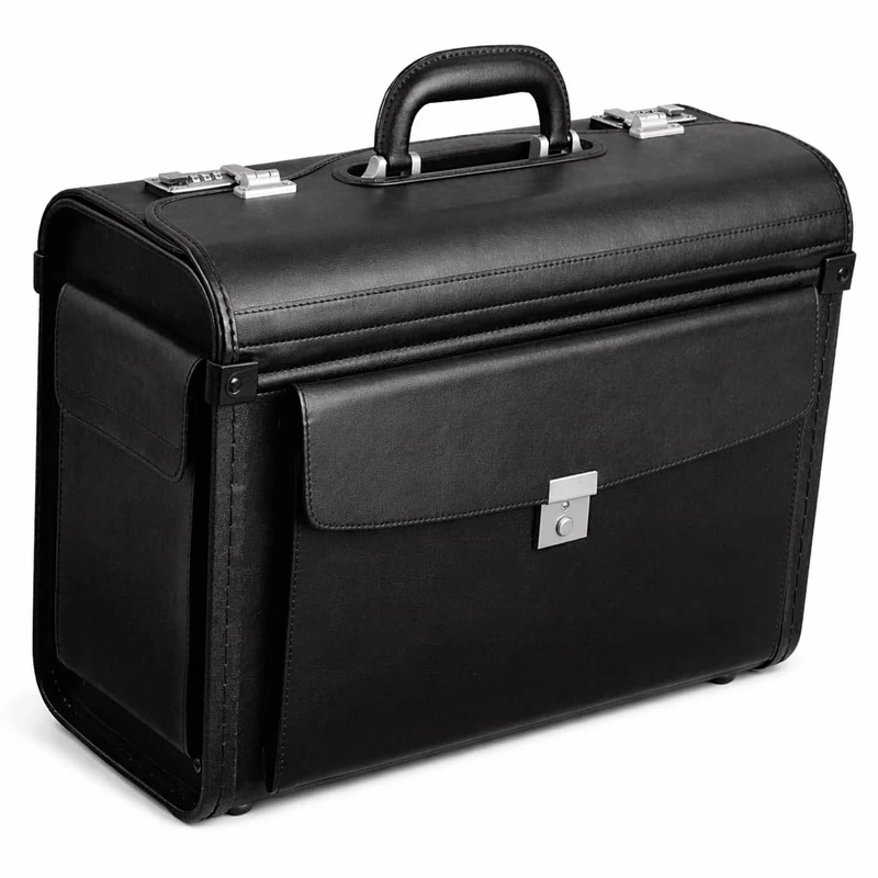 Alassio Genova Pilot Case Multi-section 2 Combination Locks Leather-look Black Ref 45028