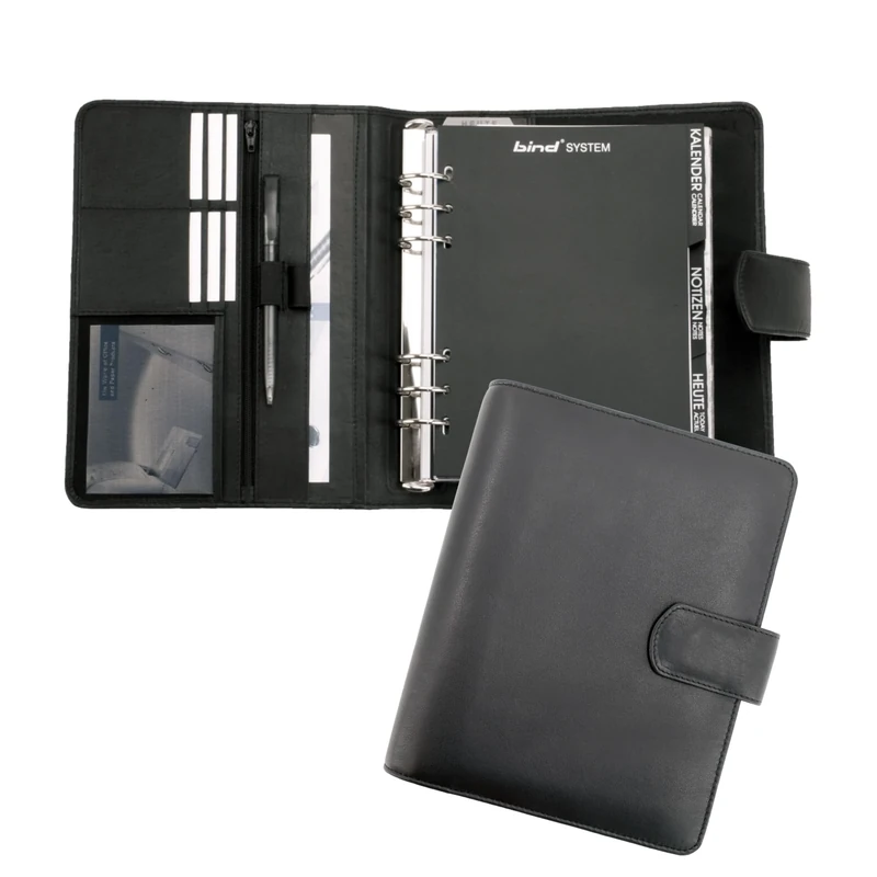 bind - T 5 - personal organizer A5 with calender, leather, black