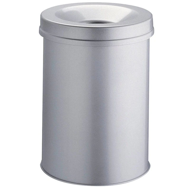 Durable Self-Extinguishing Metal Waste Bin Grey 15 Litre Capacity | Stylish and Modern Finish | for Complete Safety In The Office, Warehouse, School, etc.