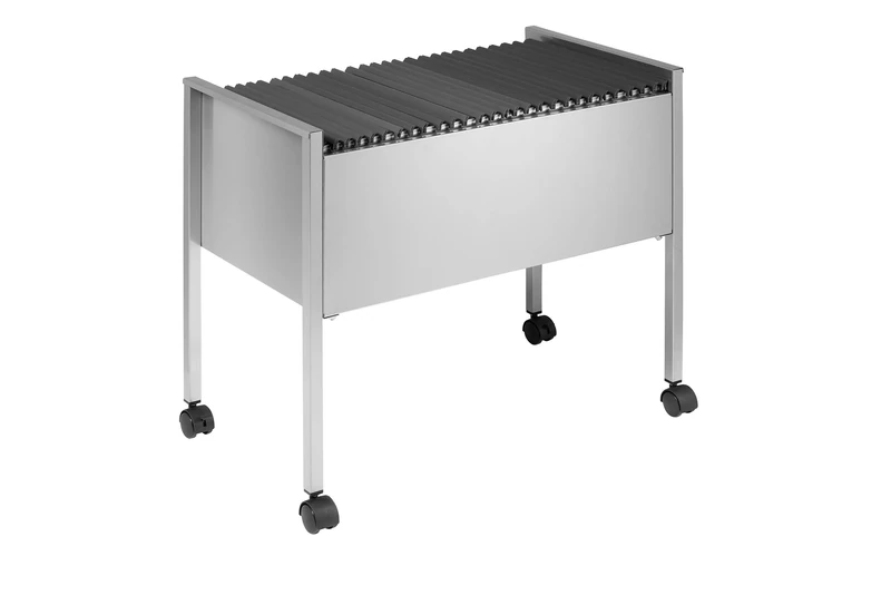 Durable ECO Suspension File Trolley, for 80 A4 Suspension Files, Made of Strong Steel, Silver Colour, Ideal for Filing and Storage In Offices