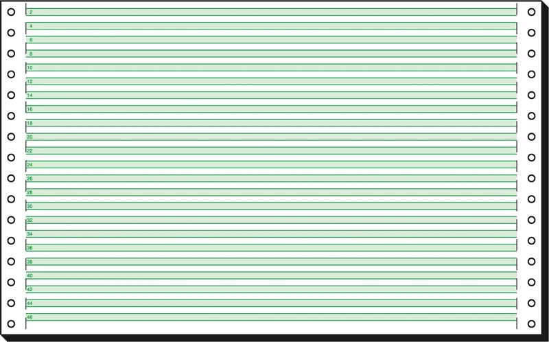 SIGEL 08336 Music Ruled Listing Paper, 8" x 330 mm, 1-Part, 60 GSM, vp's, 1/6" Green bar, 2000 Sheets