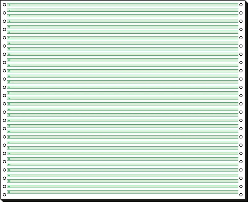SIGEL 12371 Music Ruled Listing Paper, 12" x 375 mm, 1-part, 60 gsm, 1/6" green bar, 2000 sheets