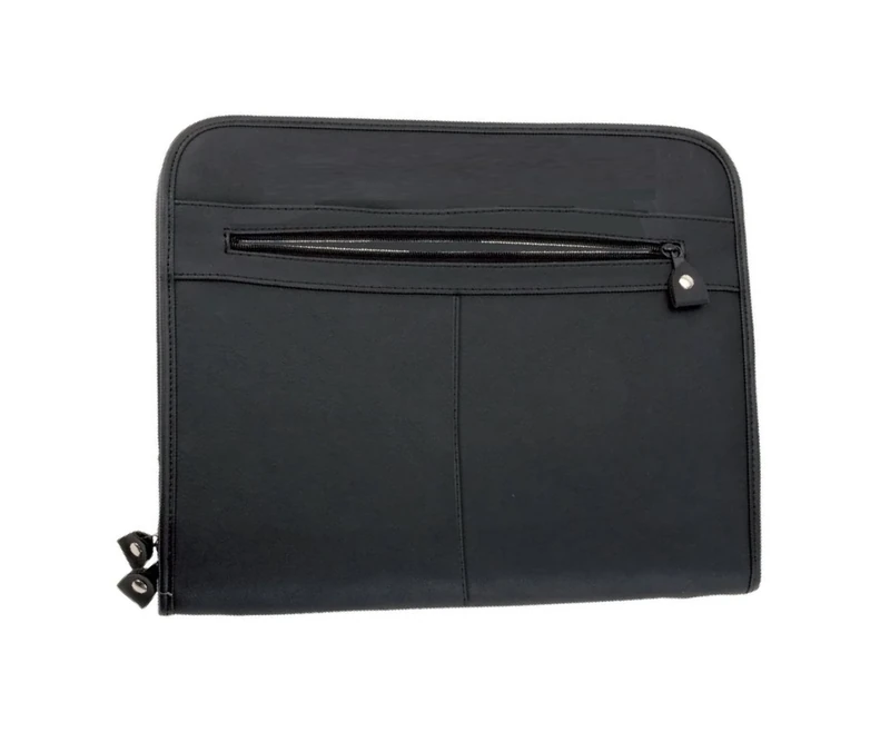 Alassio 30013 Milano Leather A4 Zip Folder – Black