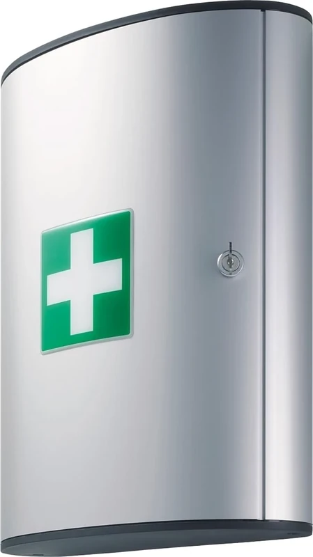 Durable First Aid Box Large | Includes First Aid Cross Sticker, Cylinder Lock, 2 Keys and Mounting Kit | Silver | Holds 72 First Aid Components | SUpplied Empty