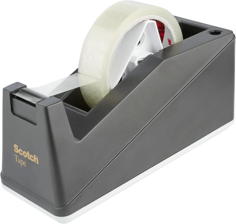 Scotch Desk Tape Dispenser - 1 C10 Scotch Weighted Dispenser Holding Tape up to 25 mm Wide and 66 m Long - Refillable Dispenser for Home and Office - Black - Image 1