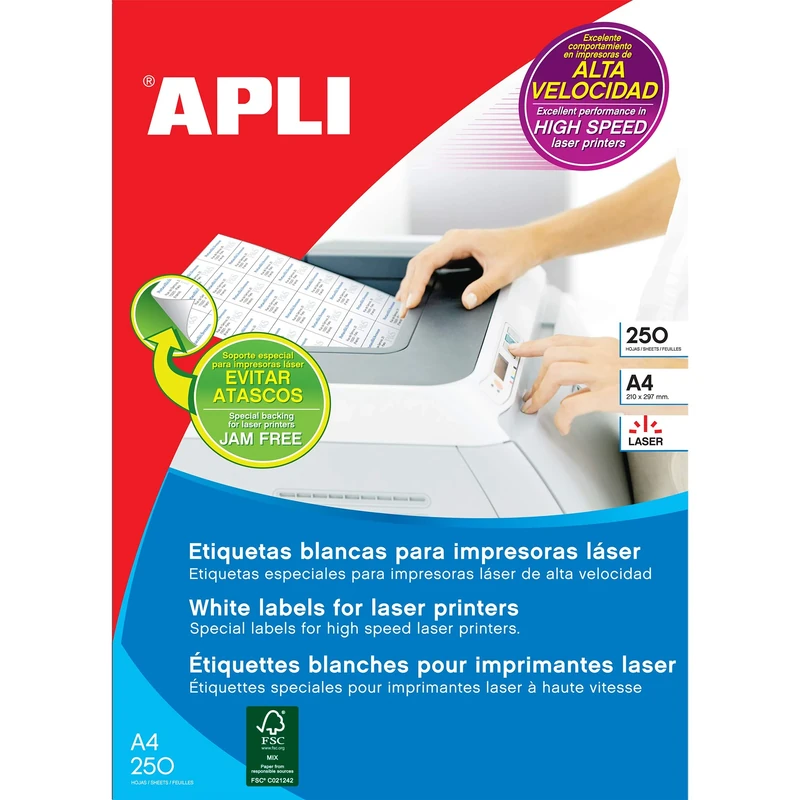APLI Laser 002528 Pack of 250 Labels 105 x 148 mm White