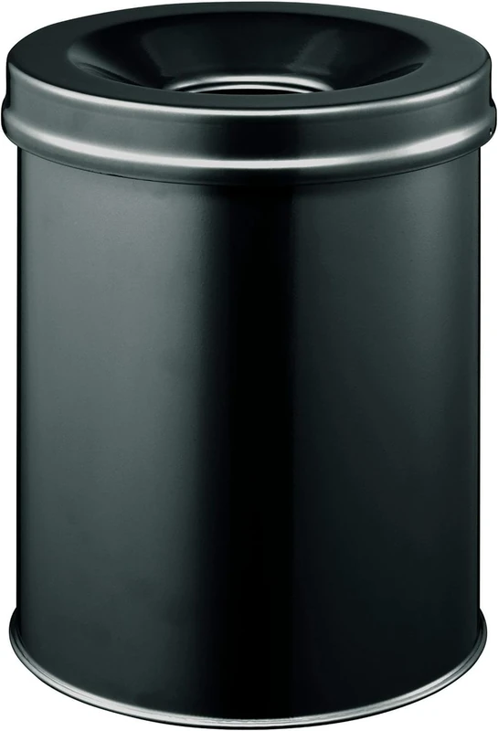 Durable Self-Extinguishing Metal Waste Bin Black 15 Litre Capacity | Stylish and Modern Finish | for Complete Safety In The Office, Warehouse, School, etc.