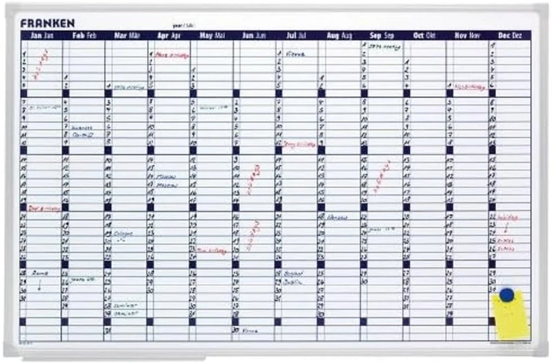 Franken Classic Year Planner Magnetic Grid 580x140mm W900xH600mm Ref VO-12