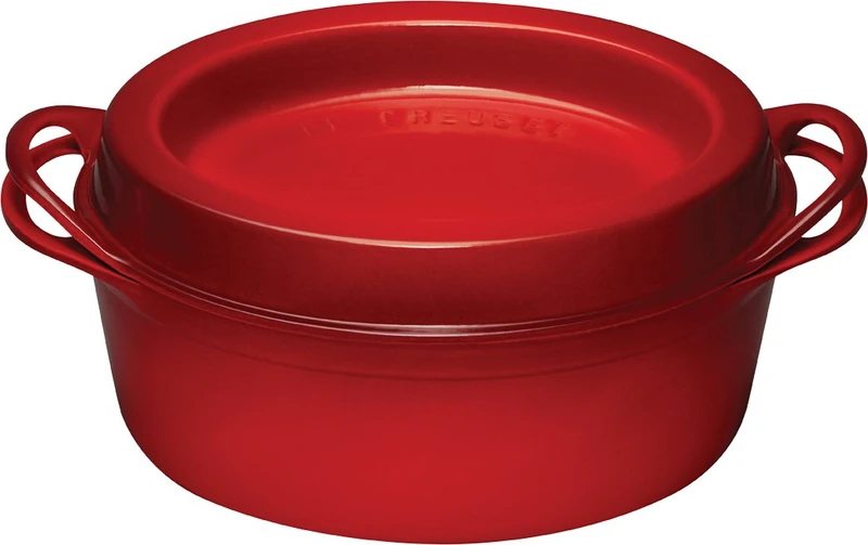 Le Creuset Enamelled Cast Iron Oval Doufeu Casserole Dish, With Hollow Lid For Maximum Moisture, 32cm, 6.9 Litres, Cerise, 25084320602460
