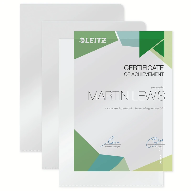 Leitz 41000203 Box of 100 Corner Pockets A4 Clear