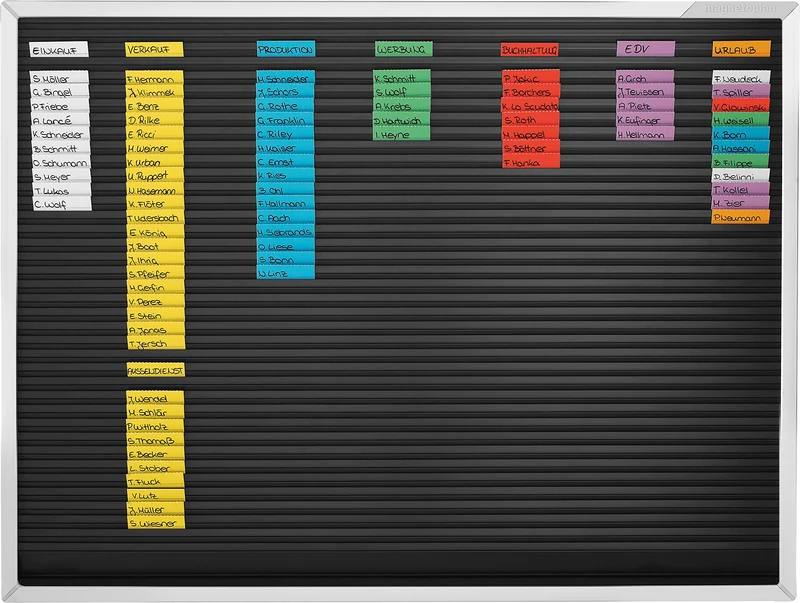 magnetoplan Streifensteckplaner | BxH 660x498 mm | Made in Germany | Planungskapazität: 38 Positionen untereinander | Organisationstafel zur Termin- und Personalplanung | Flexibel & robust
