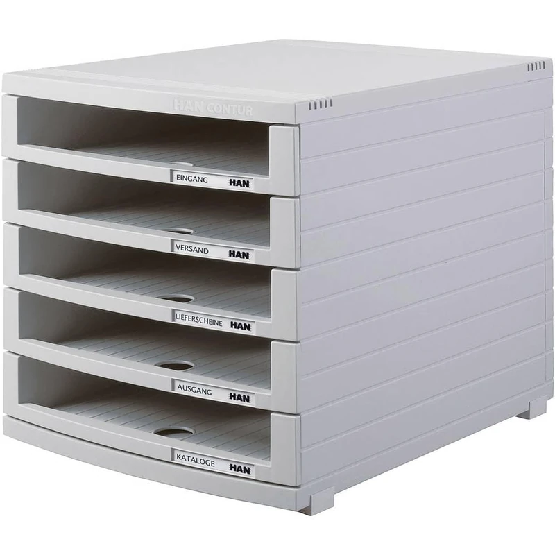 HAN 1505-0-11, CONTUR drawer set. Modern organisational system, expandable, premium quality for a highly professional organisation with 5 open drawers, light-grey