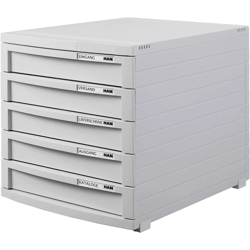 HAN 1505-11, CONTUR drawer set. Modern organisational system, expandable, premium quality for a highly professional organisation with 5 closed drawers, light-grey