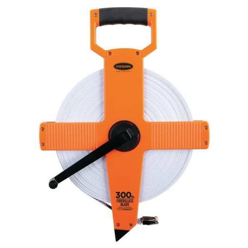 Keson OTR18M300 Open Reel Fiberglass Tape Measure Reel with Double Hook (Graduations: ft., in., 1/8 & m, cm, 2mm), 100M/300-Foot
