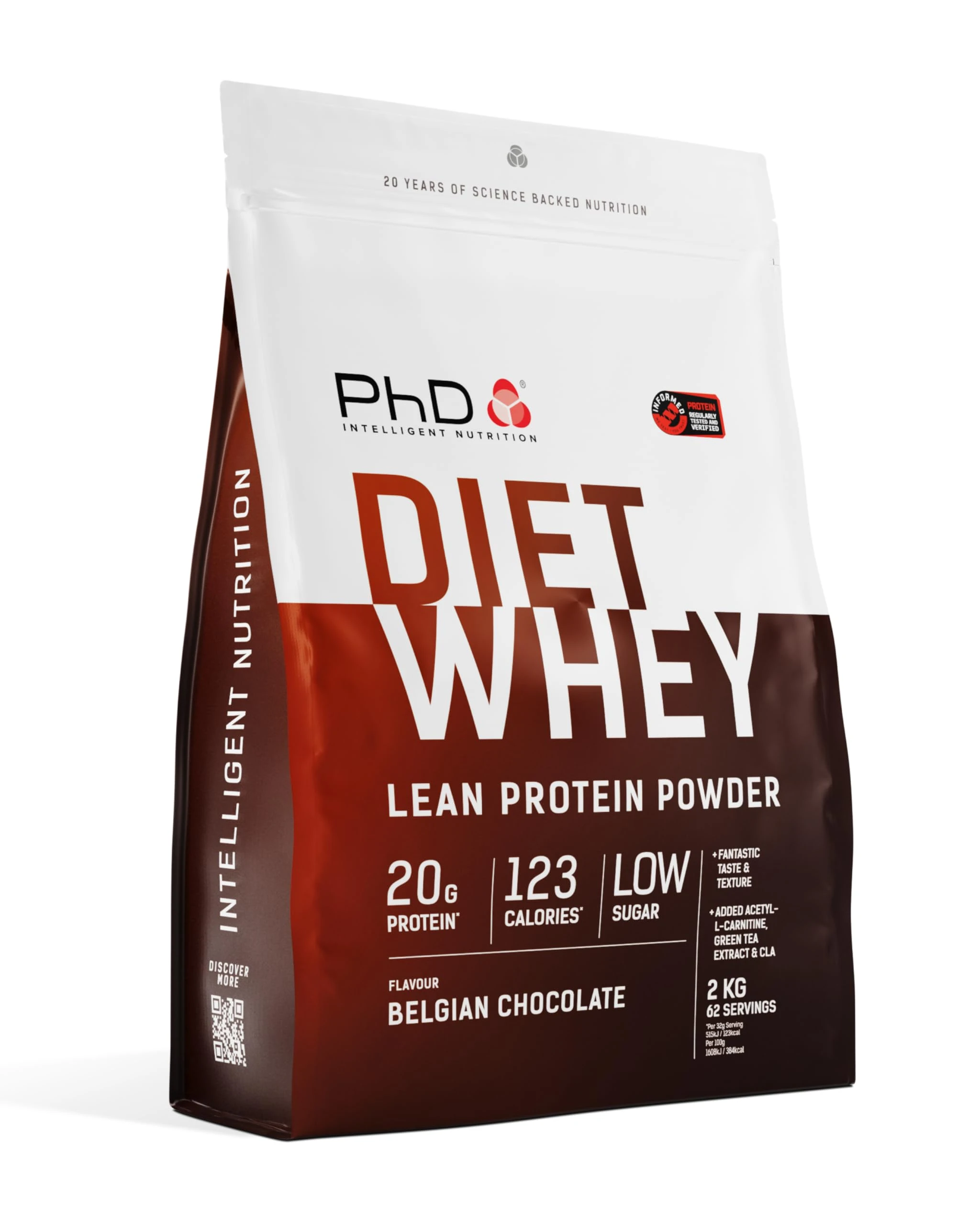 PhD Nutrition Diet Whey High Protein Lean Matrix, Belgian Chocolate Whey Protein Powder, High Protein, 80 Servings Per 2 kg Bag [Package May Vary]