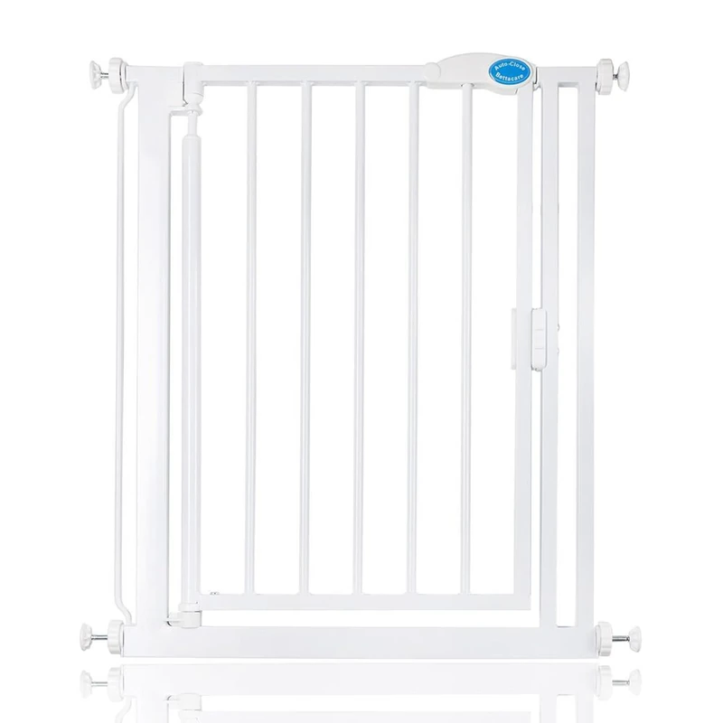 Bettacare Auto Close Stair Gate, 68.5cm - 75cm, White, Narrow, Narrow Pressure Fit Safety Gate, Baby Gate, Safety Barrier for Doors Hallways and Spaces, Easy Installation