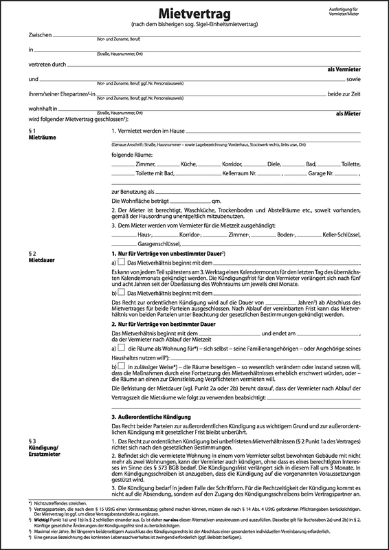 SIGEL MV466/25 Unit Lease Agreements with House Rules, 6 Pages, DIN A4, Pack of 25