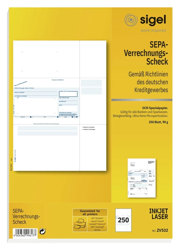 Sigel ZV532 Verrechnungs Credit, A4, 250 Sheets