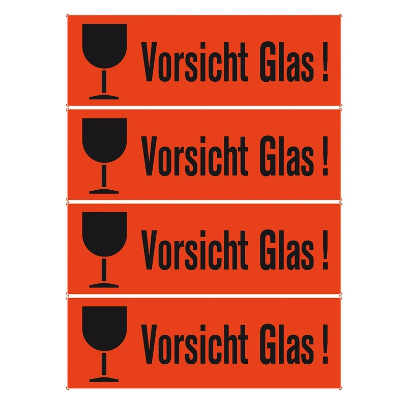 HERMA 6750 Shipping Stickers "Vorsicht Glas" (118 x 39 mm, 250 Sheets, Paper) Self-Adhesive, Permanent Warning Labels, 1,000 Shipping Labels, Neon Bright Red