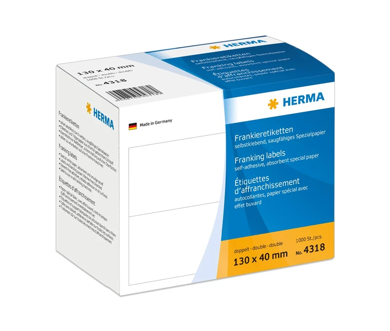 Herma 130 x 40 mm Double Franking Labels (Pack of 1000), White