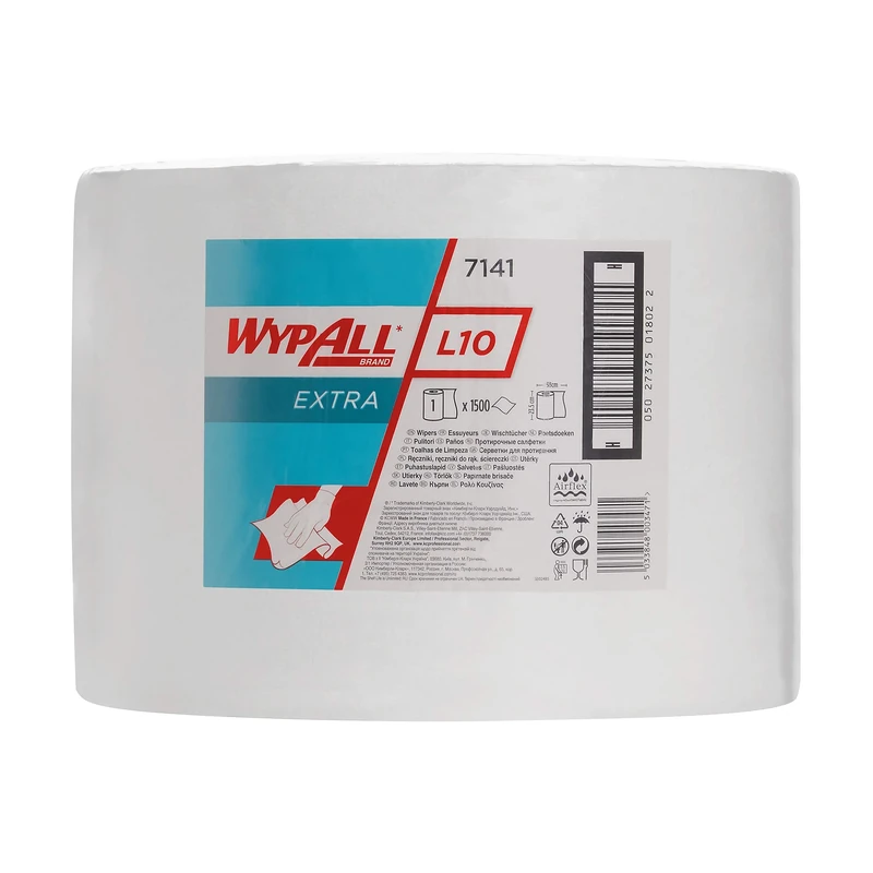 WypAll L10 Extra Wiper Roll 7141 - Large Roll Wiping Paper - 1 Roll x 1,500 White Paper Wipers
