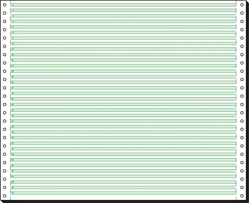 SIGEL 12370 Music Ruled Listing Paper, 12" x 375 mm, 1-part, 60 gsm, vp's, 1/6" green bar, 2000 sheets
