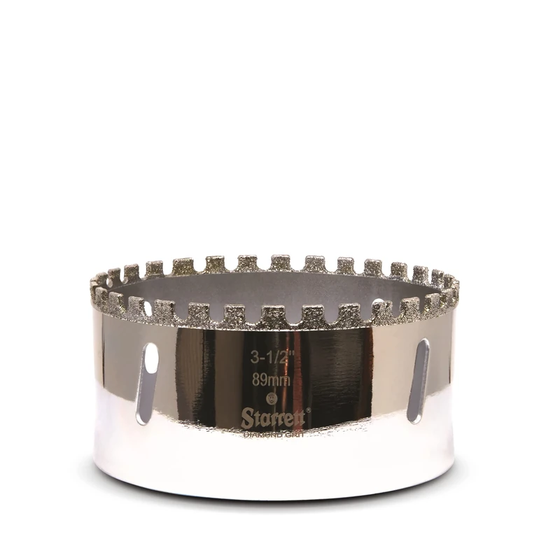 Starrett Diamond Grit Hole Saw - D0312 Ceramic and Tile Drill Cutter - For Brick Glass Marble Slate Stone Porcelain - 89mm (3.1/2 inch)