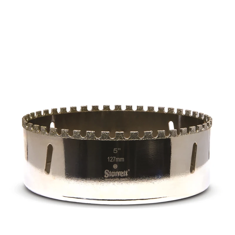 Starrett Diamond Grit Hole Saw - D0500 Ceramic and Tile Drill Cutter - For Brick Glass Marble Slate Stone Porcelain - 127mm (5 inch)