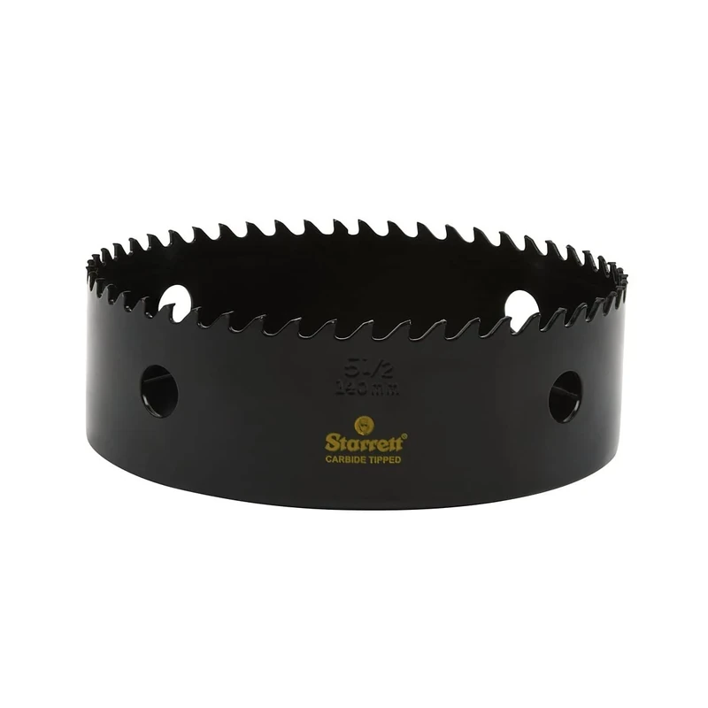 Starrett Tungsten Carbide Tipped Hole Saw - CT512 Deep Cut Holesaw Cutter - For Wood Suspended Flooring Reinforced Concrete & Fibreglass - 140MM