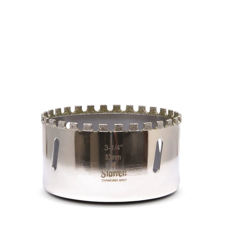 Starrett Diamond Grit Hole Saw - D0314 Ceramic and Tile Drill Cutter - For Brick Glass Marble Slate Stone Porcelain - 83mm (3.1/4 inch)