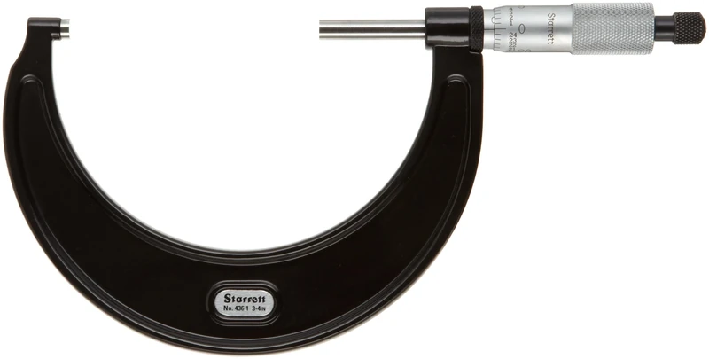 Starrett 436.1RL-4 Outside Micrometre, Ratchet Stop, Lock Nut, 3-4" Range, 0.001" Graduation, +/-0.00015" Accuracy
