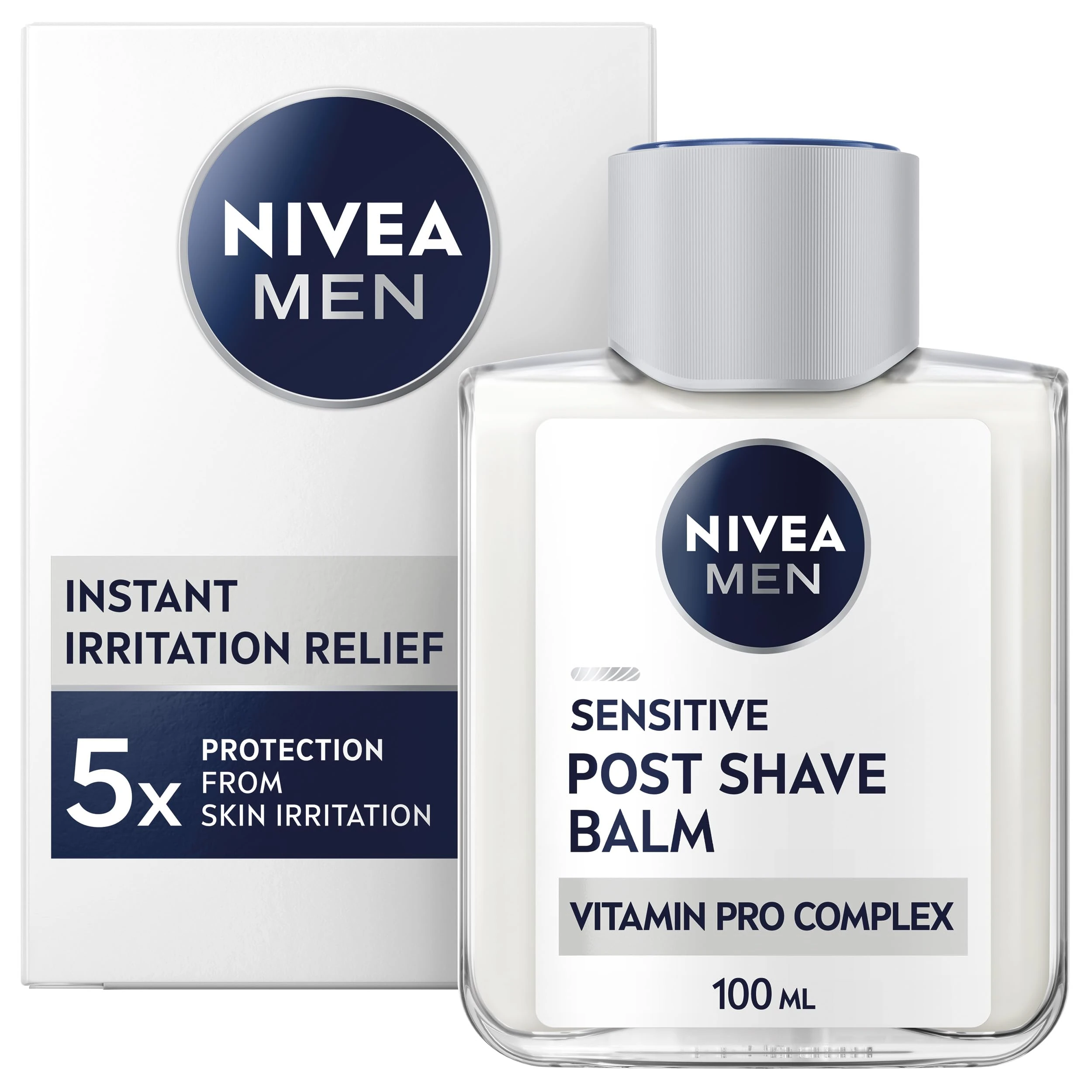 NIVEA MEN Sensitive Post Shave Balm (100ml), Formulated for Sensitive Skin, Alleviates Irritation, Redness and Razor Burn, Men's Skin Care and Shaving Essentials