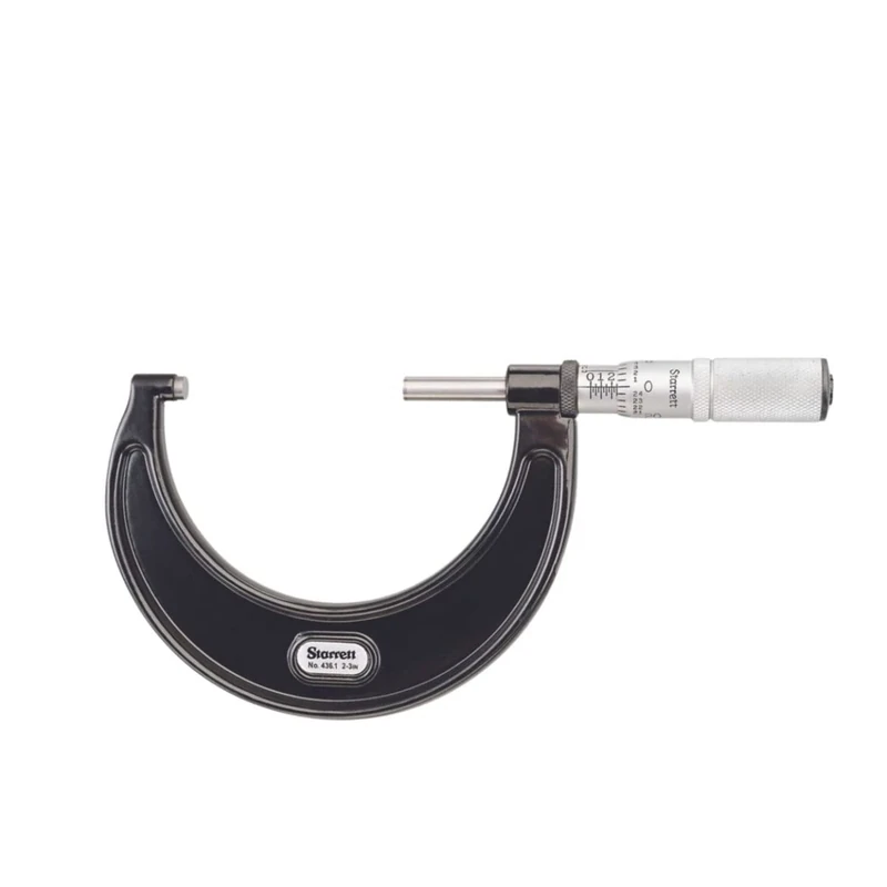 Starrett T436.1XFL-3 Outside Micrometre, Friction Thimble, Lock Nut, Carbide Faces, 2-3" Range, 0.0001" Graduation, +/-0.00005" Accuracy