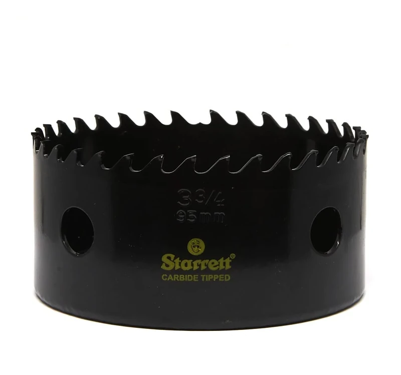 Starrett Tungsten Carbide Tipped Hole Saw - CT334 Deep Cut Holesaw Cutter - For Wood Suspended Flooring Reinforced Concrete & Fibreglass - 95MM
