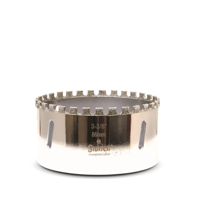 Starrett Diamond Grit Hole Saw - D0338 Ceramic and Tile Drill Cutter - For Brick Glass Marble Slate Stone Porcelain - 86mm (3.3/8 inch)