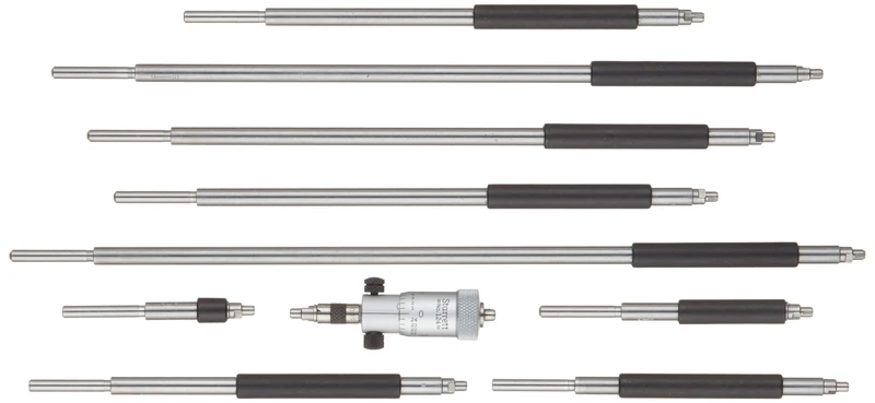 Starrett 124B Solid-Rod Vernier Inside Micrometers Set, 2-12" Range, 0.001" Graduation, +/-0.0001" Accuracy, Without Case