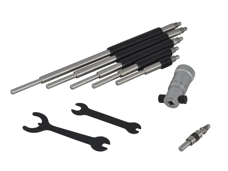 Starrett 124MAZ Solid-Rod Vernier Inside Micrometers Set, 50-200 mm Range, 0.01 mm Graduation, +/-0.003" Accuracy, With Case