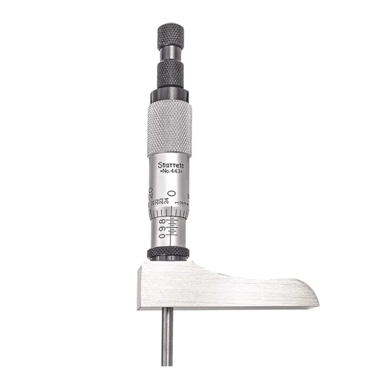Starrett 443Z-6RL Vernier Depth Gauge with Half Base, Micrometre Type, 0-6" Range, 0.001" Graduation, +/-0.0001" Accuracy