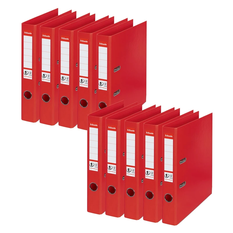 Esselte Mini Lever Arch File PVC Slotted 50mm Spine A4 Red Ref 48073 [Pack 10]