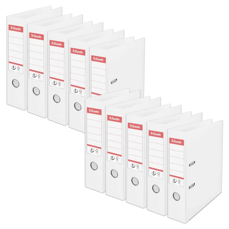 Esselte Lever Arch File PVC Slotted 70mm Spine A4 White Ref 48060 [Pack 10]