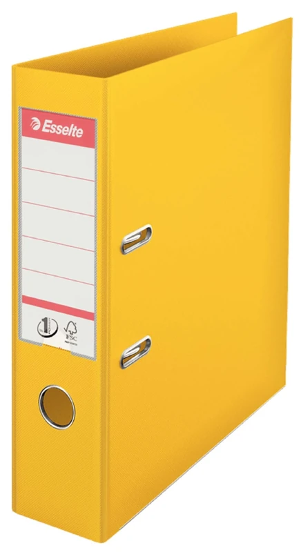 Esselte, A4 Lever Arch File, 75 mm Spine, 500 sheets Capacity, PP, Plastic Cover, No. 1 Mechanism, Files & Folders, Yellow, Pack 10,628541