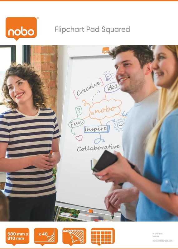 Nobo Flipchart Pad, A1, Squared, 40 Sheets, 34631166