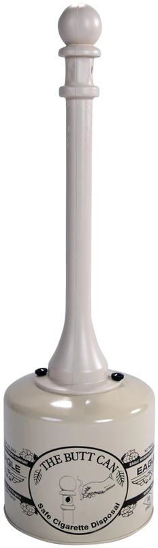 Eagle 1205BEI Galvanized Steel Cigarette Butt Receptacle, 5 gallon Capacity, 40" Height, 12" Diameter, Beige - Image 1