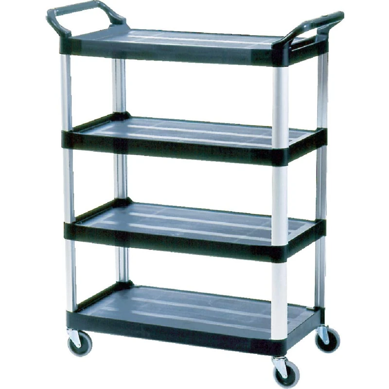 Rubbermaid Commercial HDPE 51x40 5/8x20 inch 300lb 4 Shelve Service Cart - Black