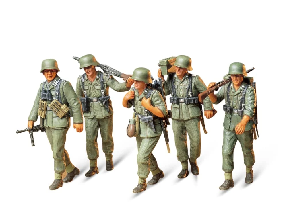Tamiya 300035184 1:35 WWII Figurine Set, Machine Gun Troop in Manoeuvre (5)