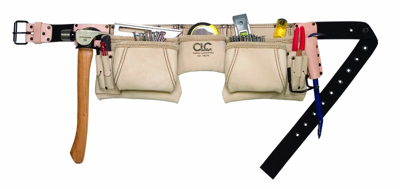 Custom Leathercraft CLC 175274 Heavy Duty Top Grain Leather Construction Work Apron & Hammer Loop, 12 Pocket - Image 1