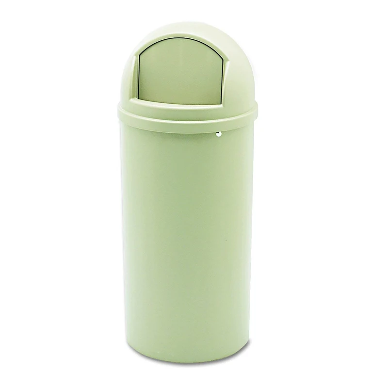 Rubbermaid Commercial Products Marshal Classic Waste Bin Container with Retainer Bands 56.8 Litre Beige FG816088BEIG