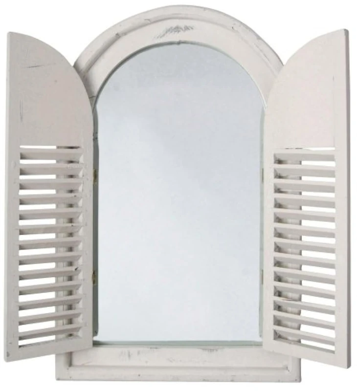 Esschert Design WD05 37 x 5 x 59cm Wood and Glass Antique Mirror with French Doors - White