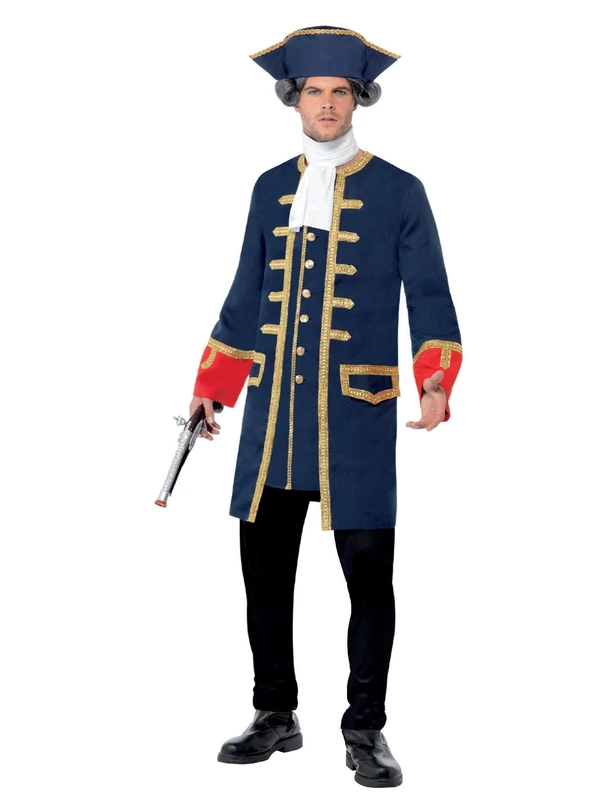 Smiffys Pirate Commander Costume - Blue Naval Captain Outfit