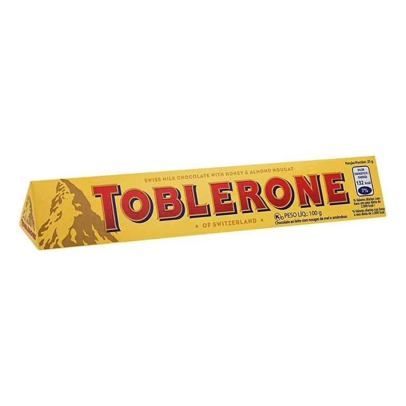 Toblerone Milk Chocolate Bar, Smooth Milk Chocolate with Honey and Almond Nougat, Christmas Treat for Stockings or Gifting, 100g (Pack of 1)